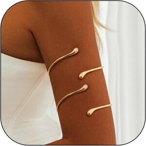 Gold Arm Cuff Bracelet for Women, Adjustable, Open Style, Elegant Jewelry